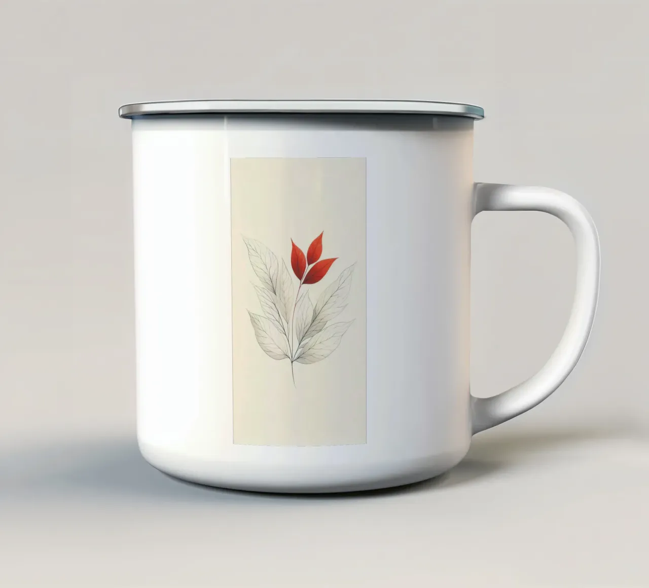 Foglie bianche e rosse tazza in smalto da BenCoStyle