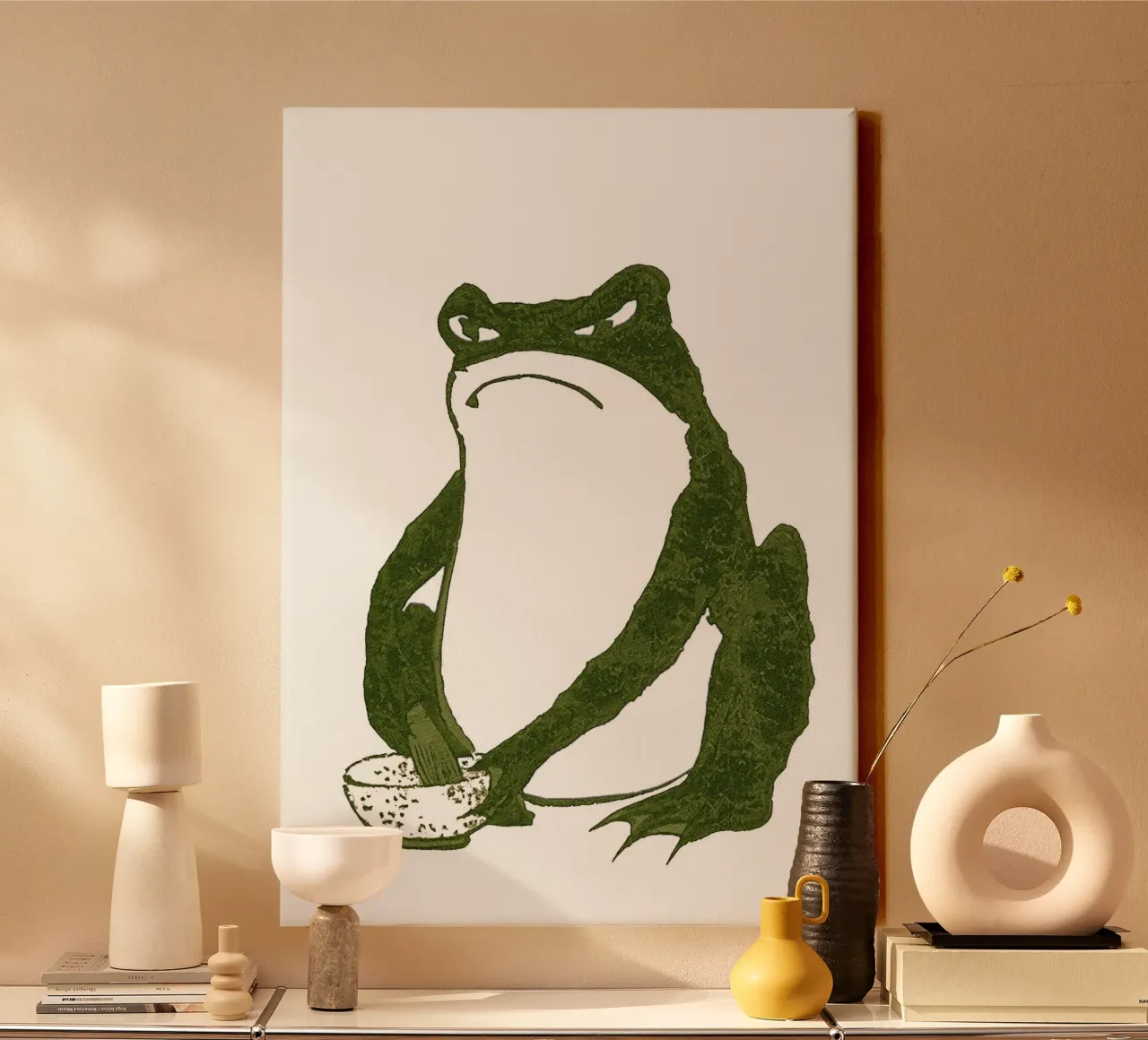 Grumpy Toad canvas by Chérie Prints