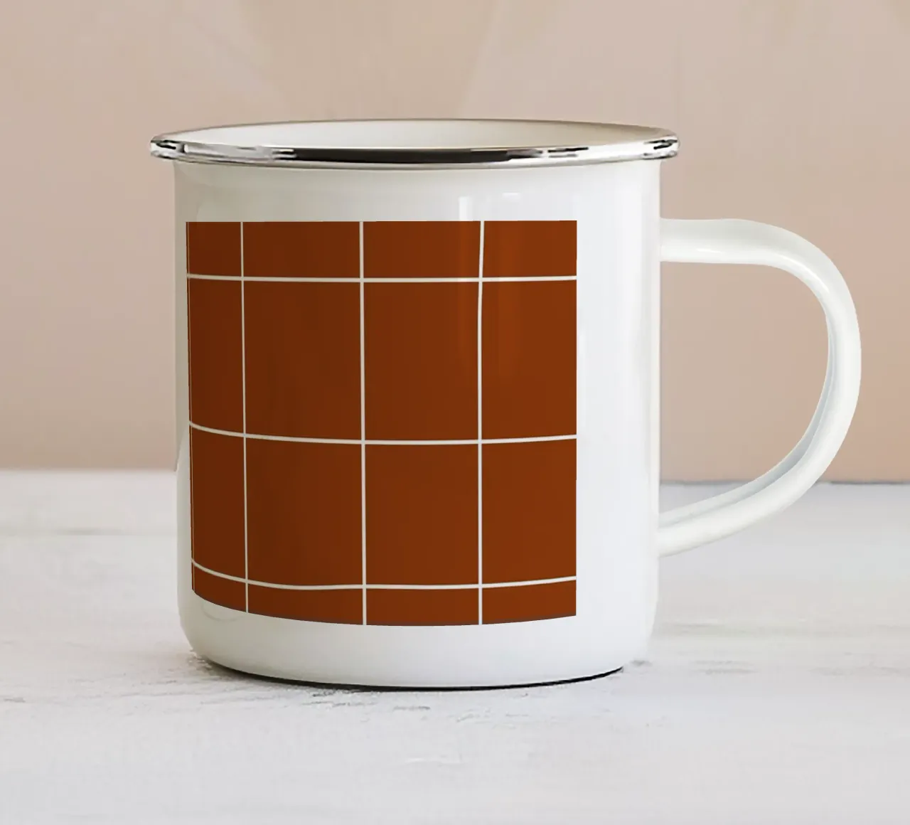 Burnt sienna grid tazza in smalto da TijanaArtStudio88