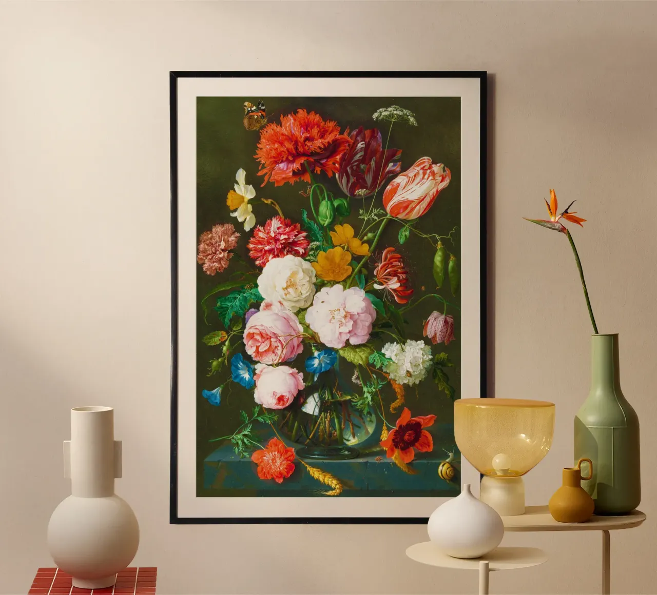 Fiori in un vaso di vetro Jan Davidsz. de Heem, carta hahnemühle da Chérie Prints