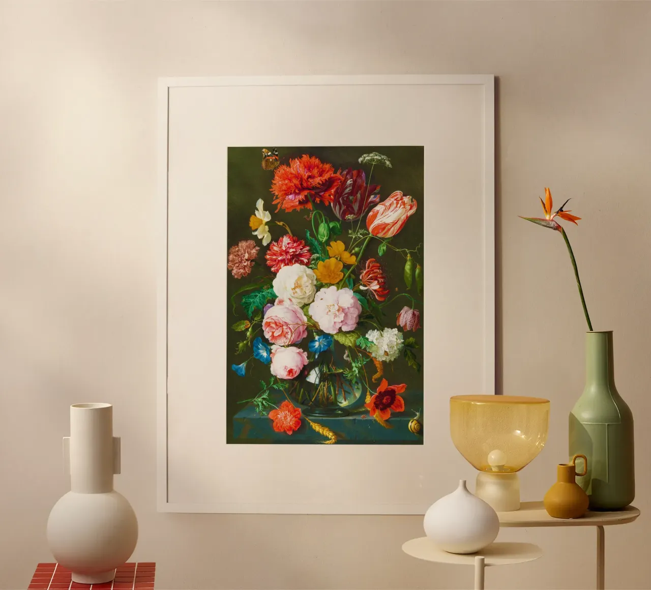 Fiori in un vaso di vetro Jan Davidsz. de Heem, carta hahnemühle da Chérie Prints