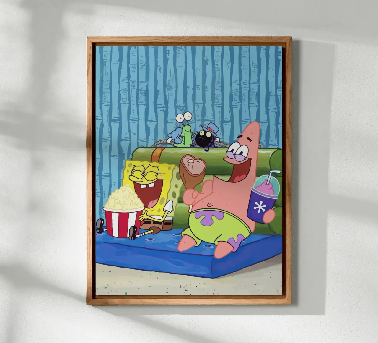 Spongebob and Patrick watching TV alluminio dibond da Dumery Art