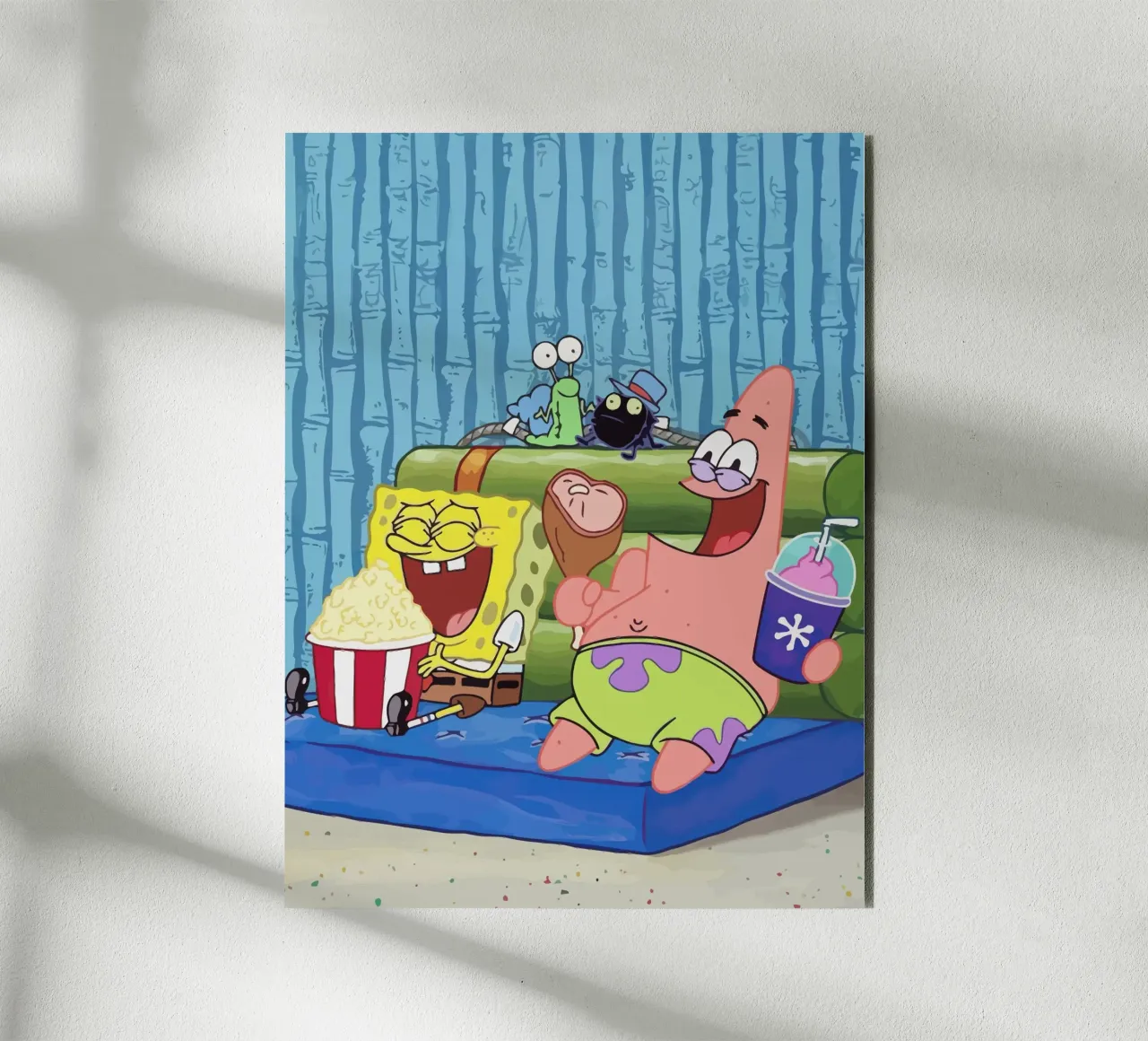 Spongebob and Patrick watching TV alluminio dibond da Dumery Art