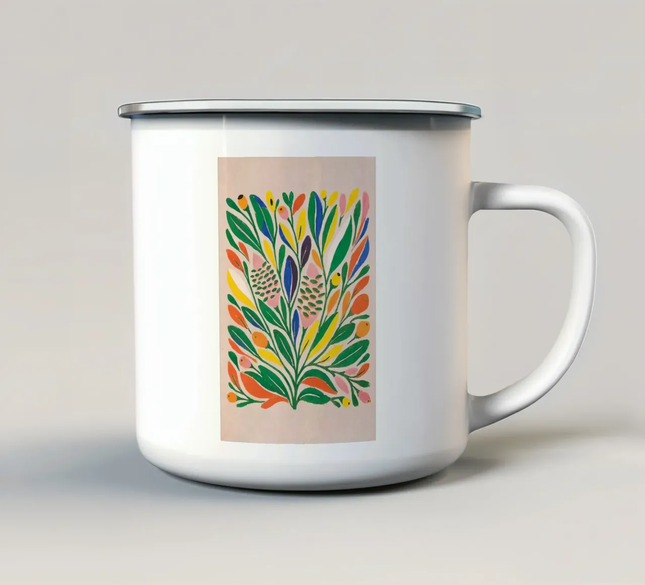 Gioco floreale di colori - Poster botanico in stile Matisse tazza in smalto da Studio Sori