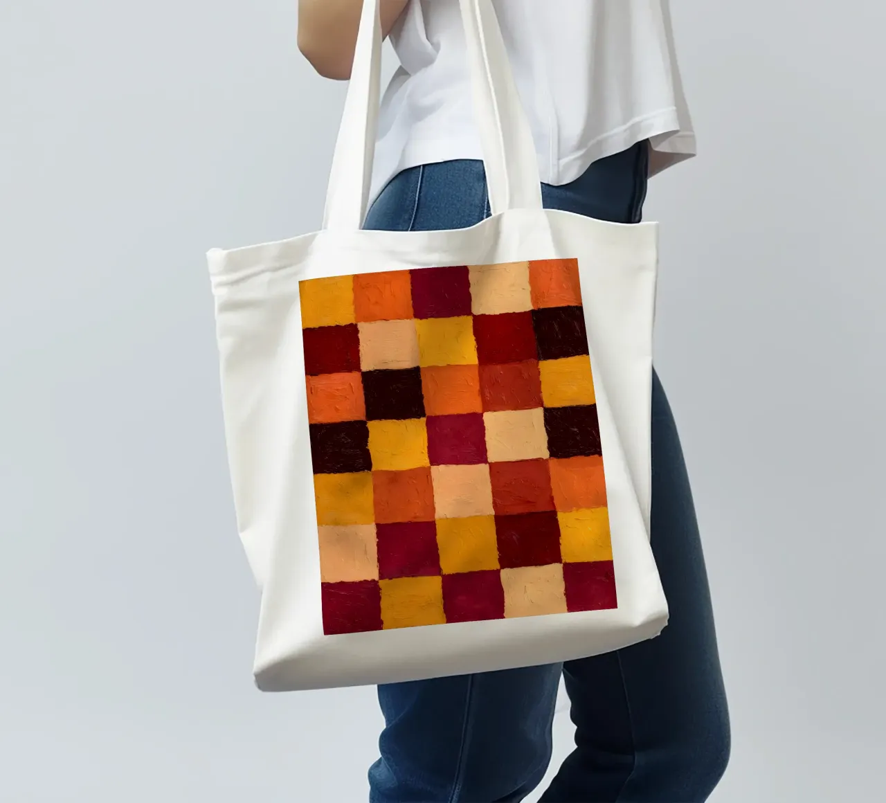 Rustic Checkers borsa in juta da Gypsy Galleria