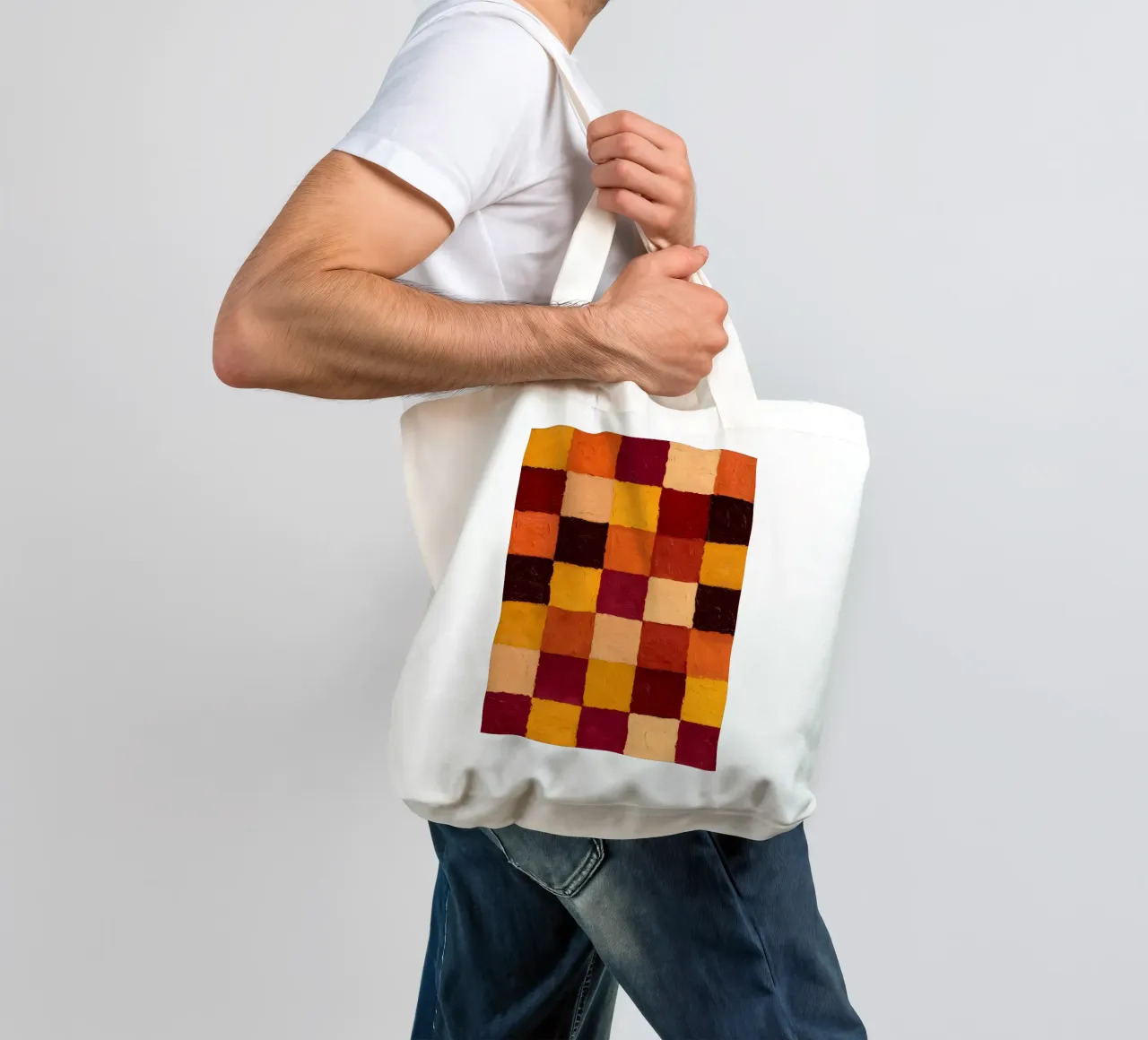 Rustic Checkers borsa in juta da Gypsy Galleria
