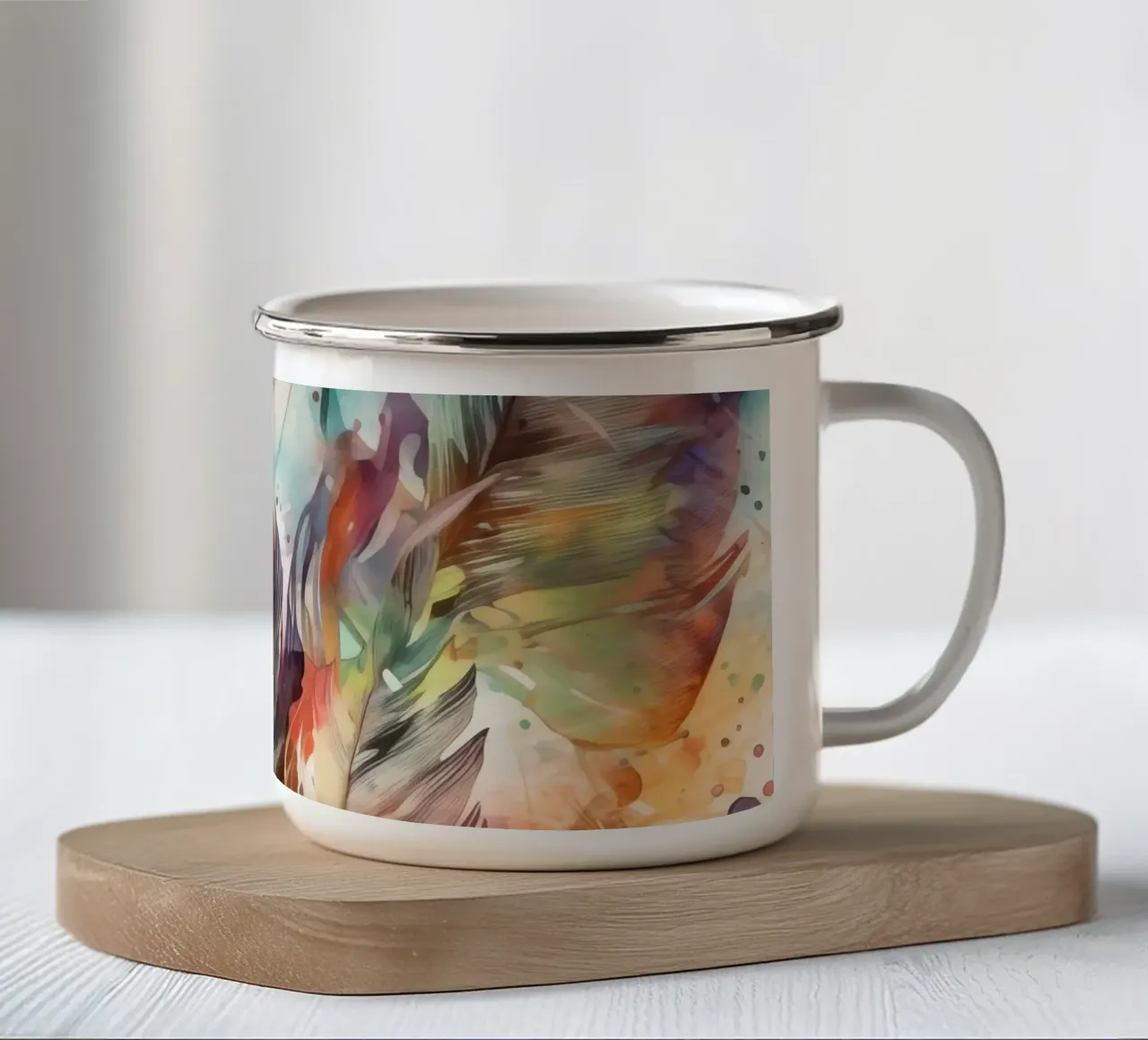 Colori piume tazza in smalto da Justyna Jaszke JBJart