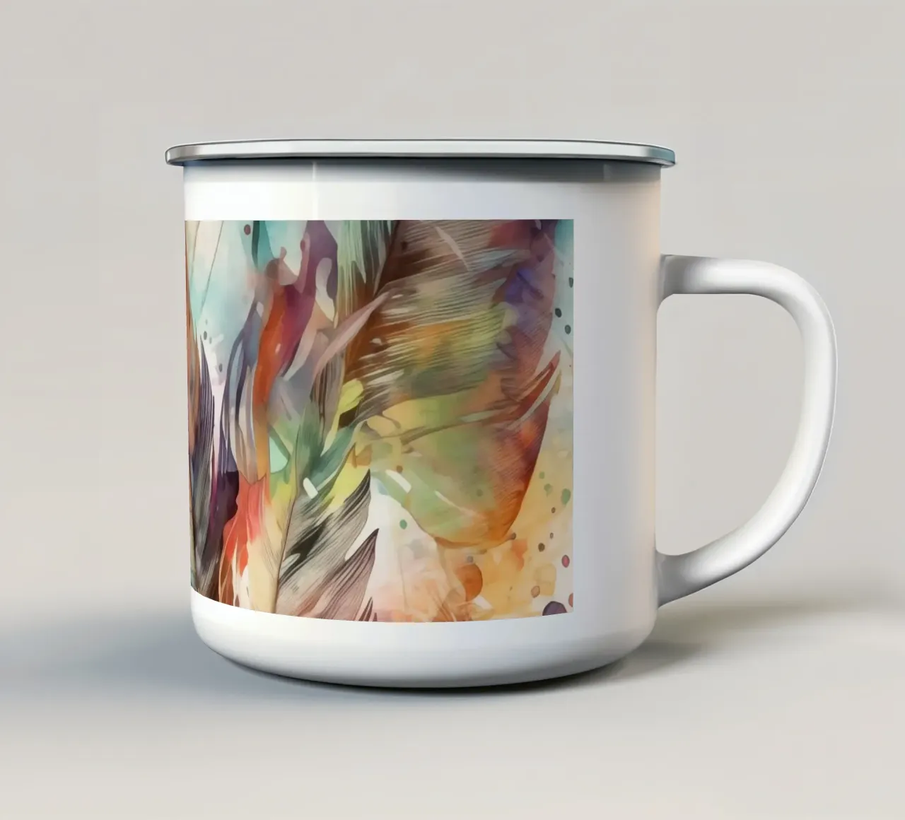 Colori piume tazza in smalto da Justyna Jaszke JBJart