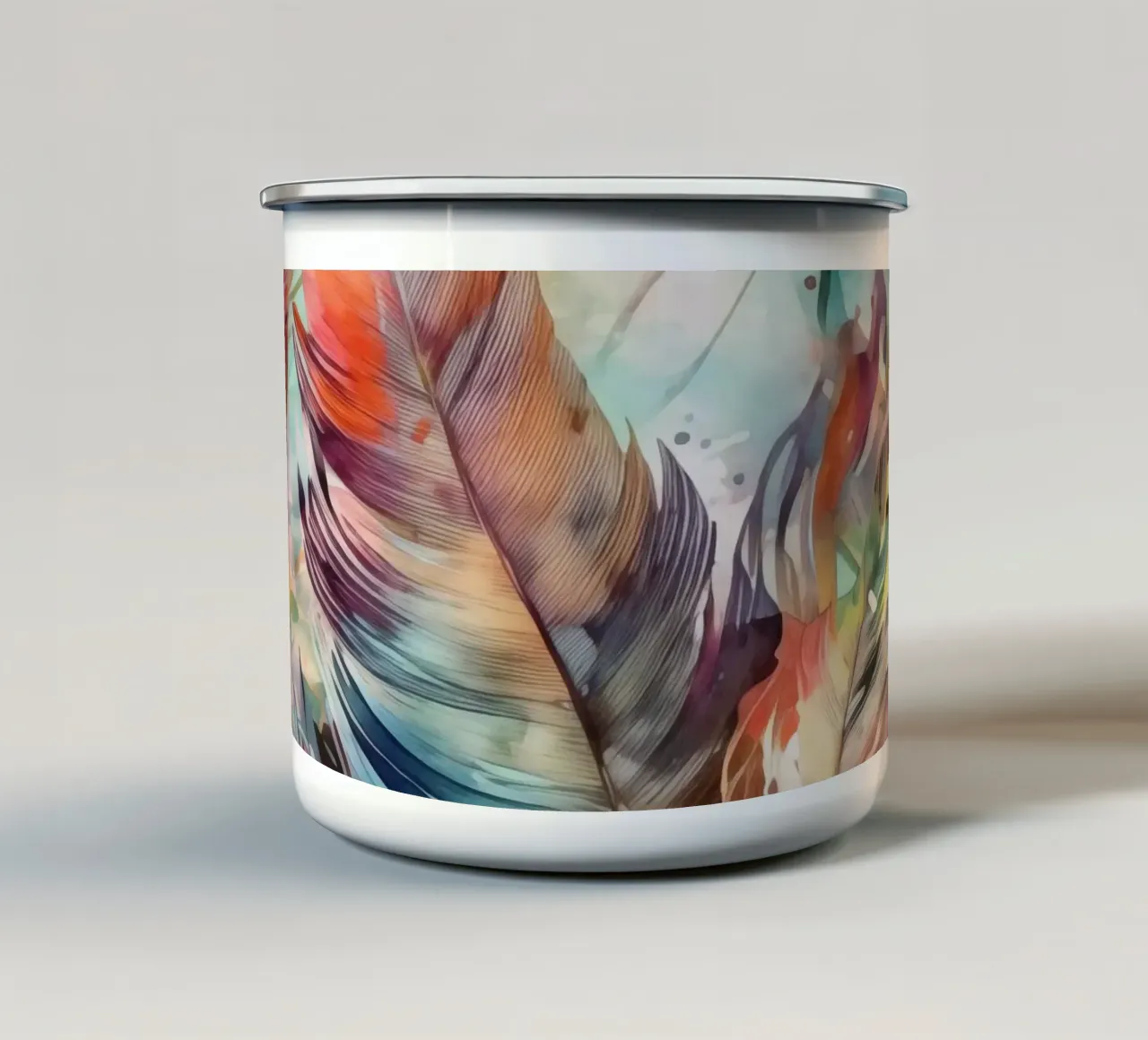 Colori piume tazza in smalto da Justyna Jaszke JBJart