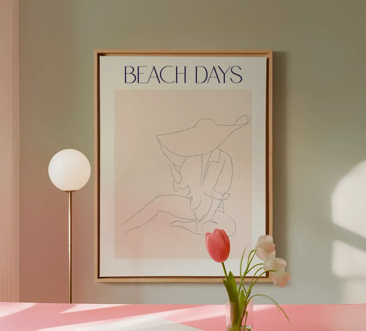 Beach days canvas with Floater frame by phyllistulaszewski