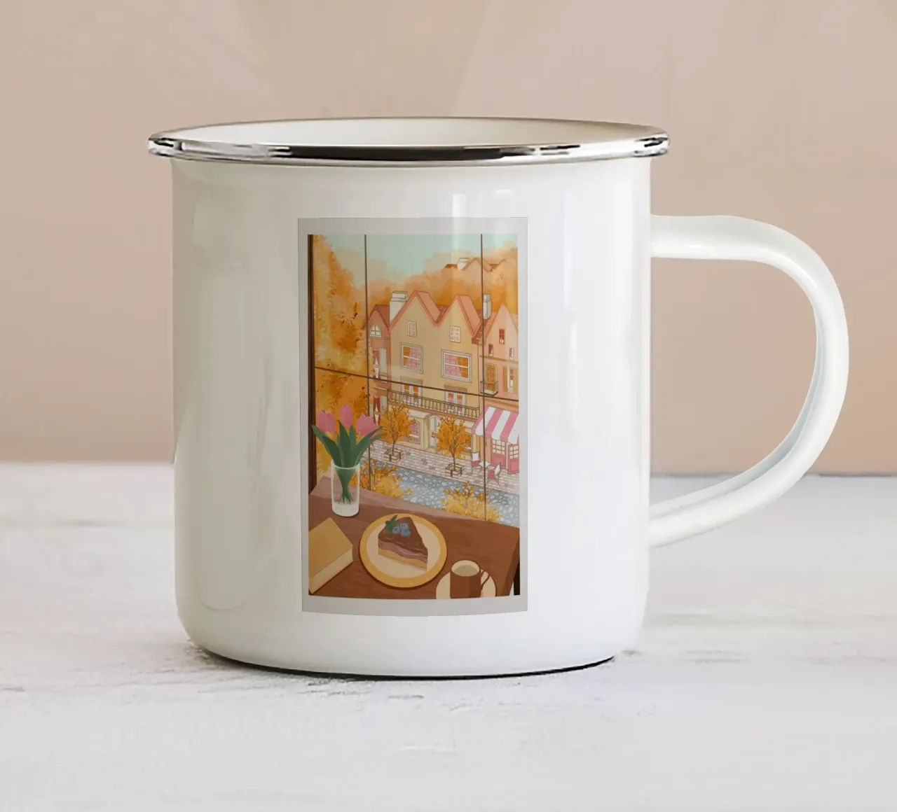 Autunno accogliente tazza in smalto da hewitt shop