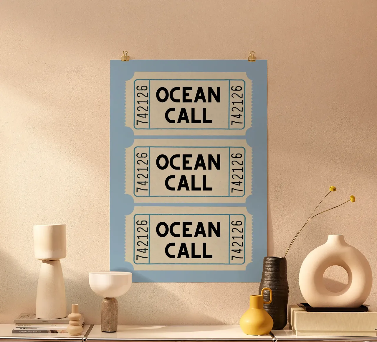 Ocean Call Retro Ticket Stub Art carta hahnemühle da dawnthesea