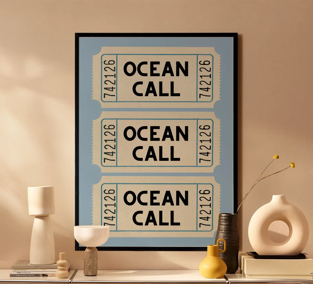 Ocean Call Retro Ticket Stub Art carta hahnemühle da dawnthesea