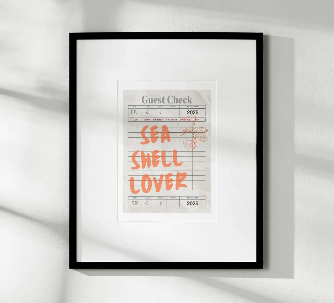 Seashell Lover Retro Guest Check Art hahnemühle de dawnthesea