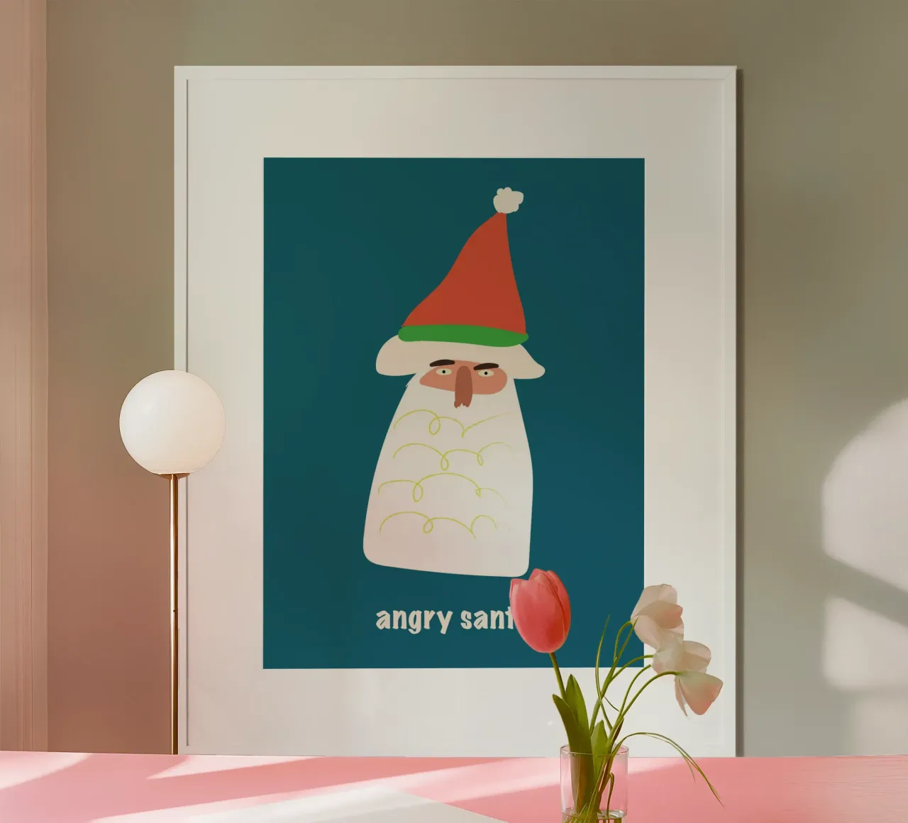 Babbo Natale arrabbiato poster con telaio in plastica da phyllistulaszewski