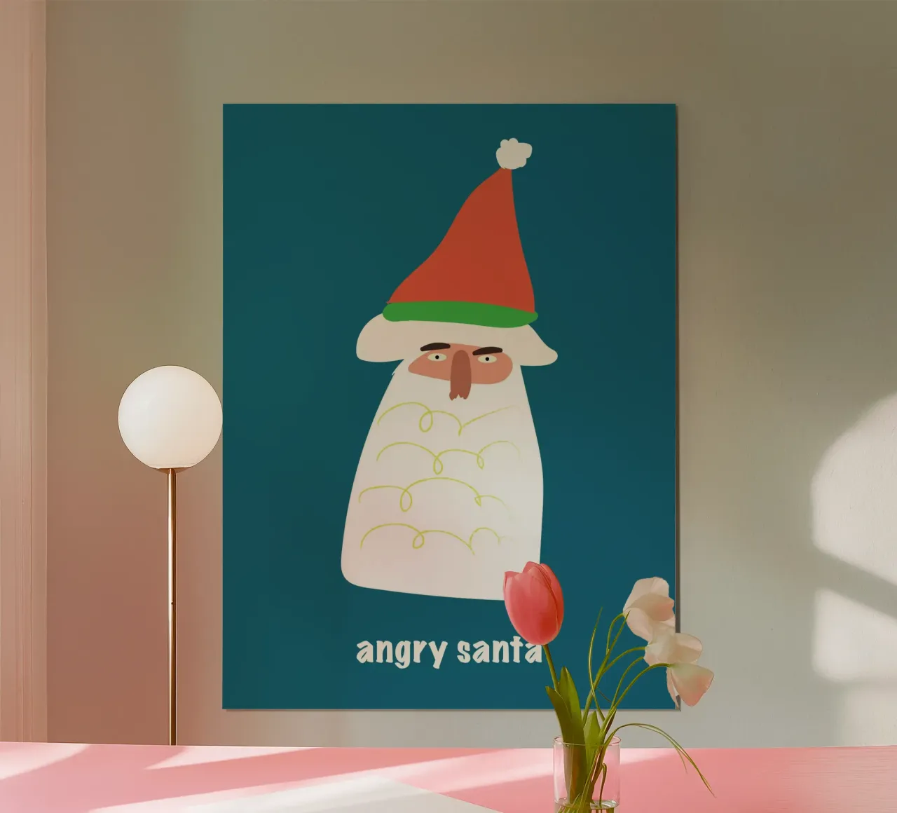 Babbo Natale arrabbiato poster con telaio in plastica da phyllistulaszewski