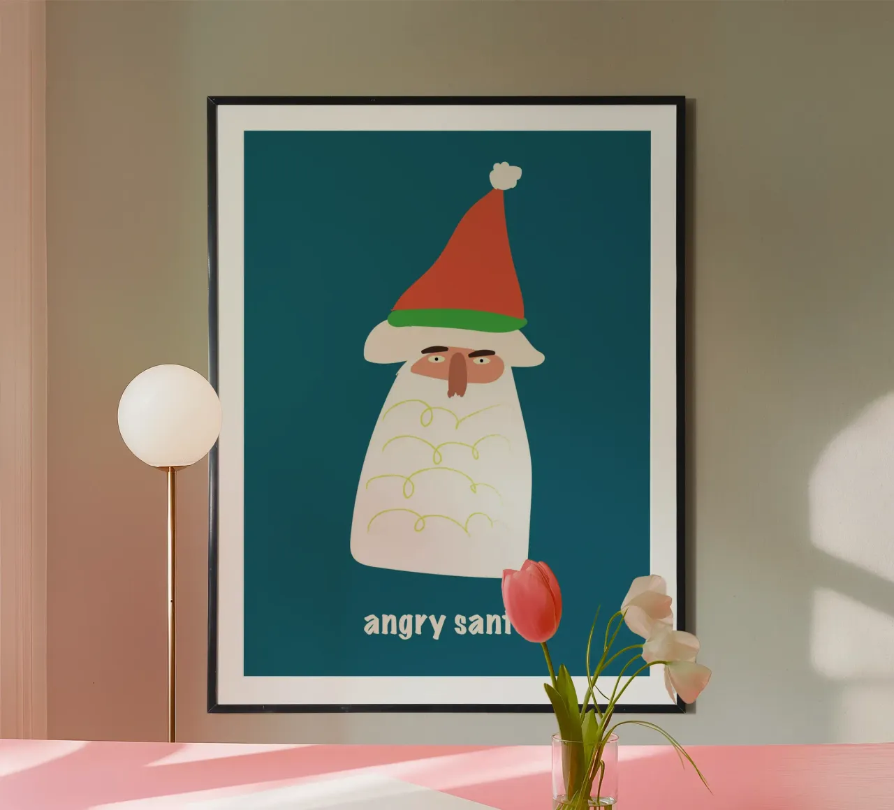 Babbo Natale arrabbiato poster con telaio in plastica da phyllistulaszewski