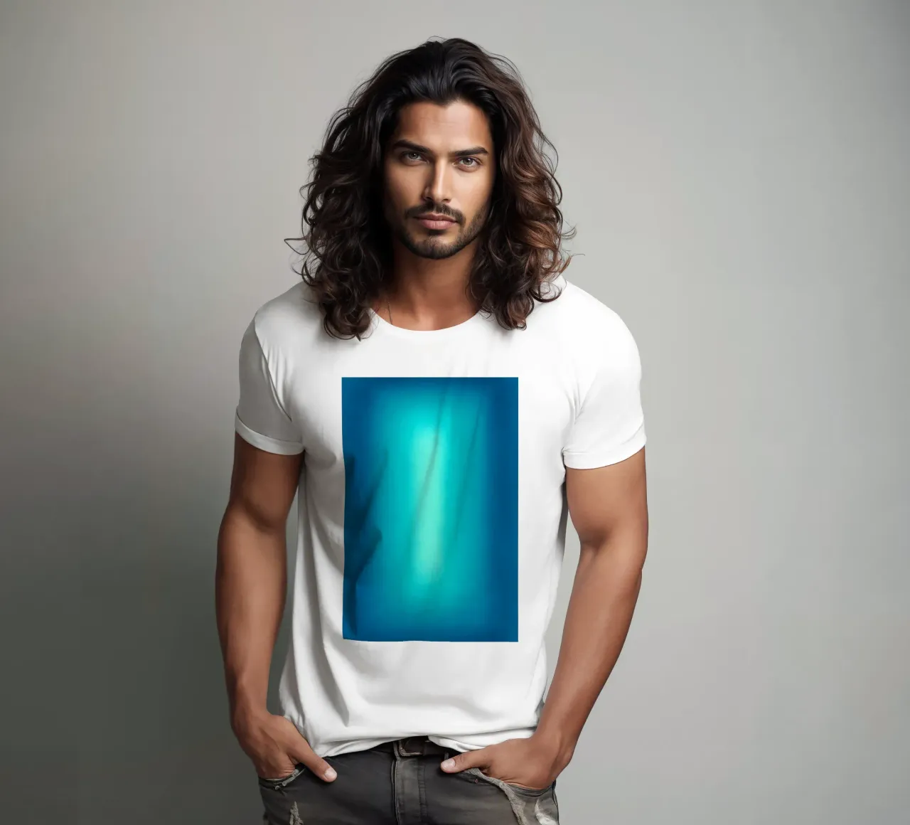 Gradient Glow Art - Centro di luce in blu e turchese t-shirt da SMPLE