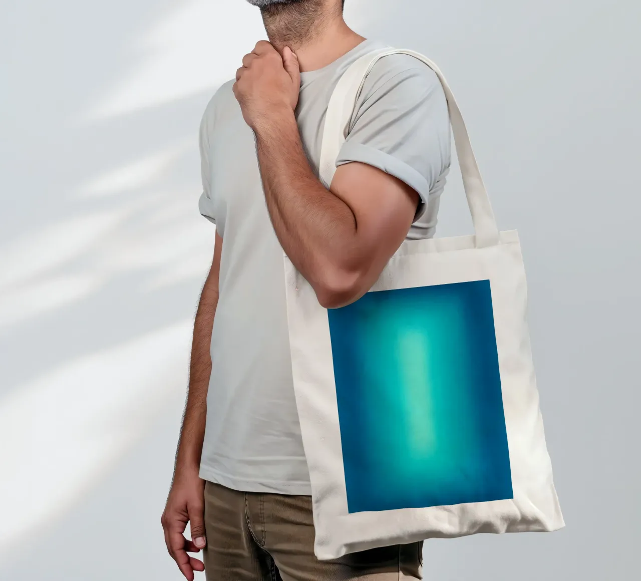 Gradient Glow Art - Centro di luce in blu e turchese borsa in juta da SMPLE