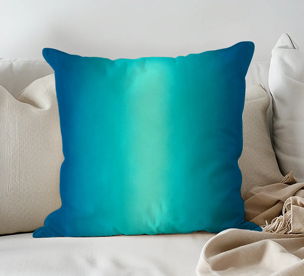 Gradient Glow Art - Centro di luce in blu e turchese cuscino da SMPLE