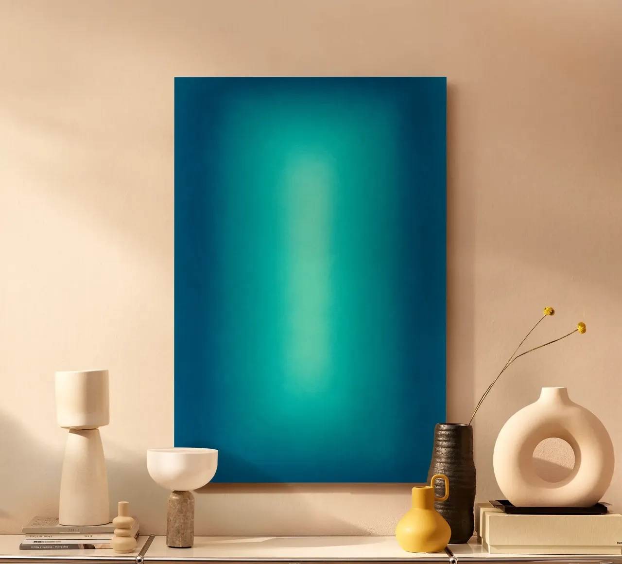 Gradient Glow Art - Centro di luce in blu e turchese alluminio dibond da SMPLE