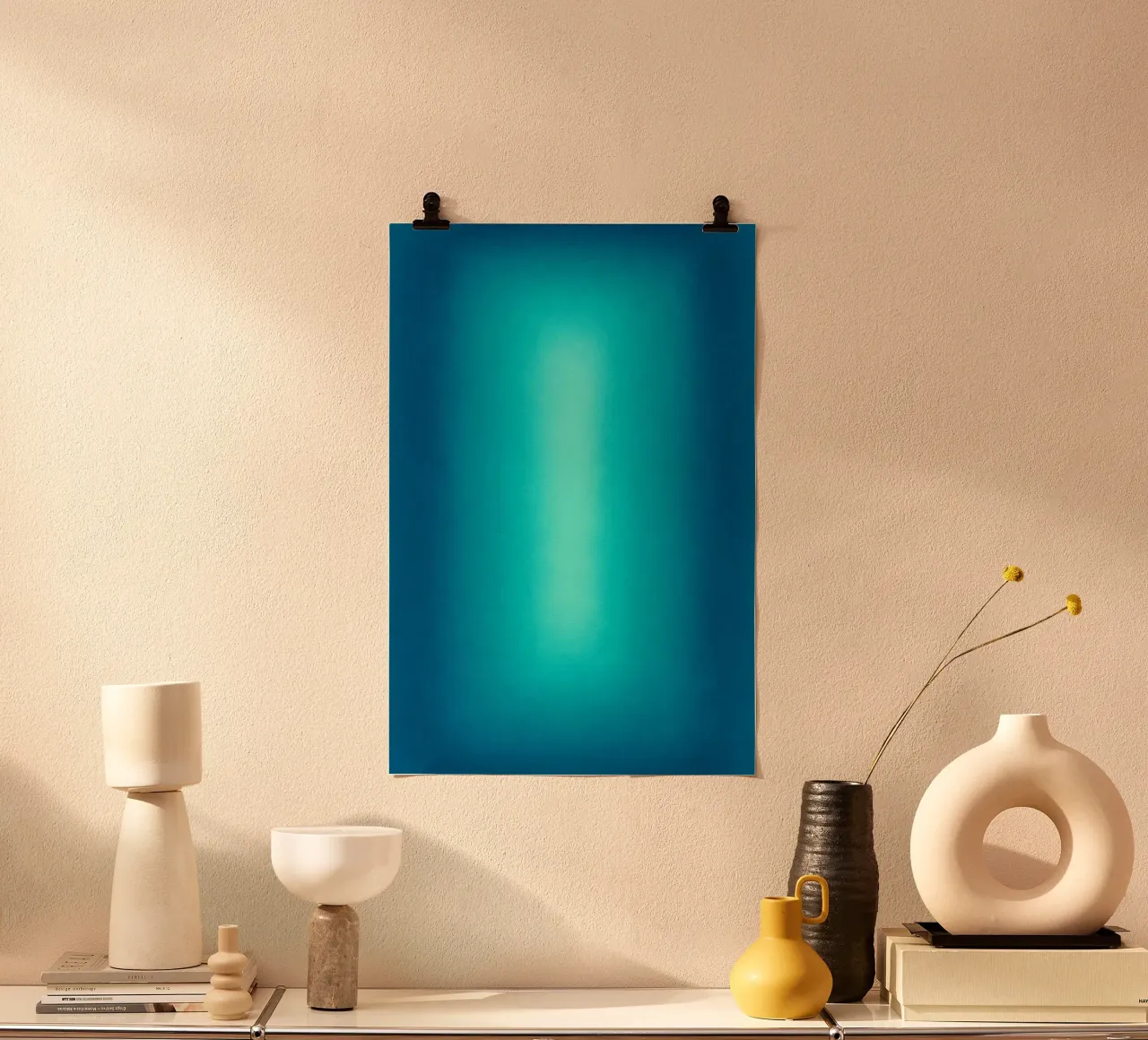 Gradient Glow Art - Centro di luce in blu e turchese carta hahnemühle da SMPLE