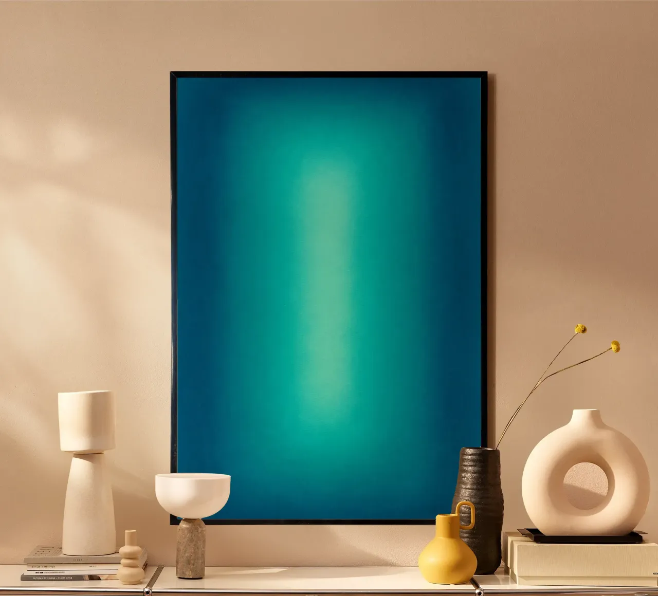 Gradient Glow Art - Centro di luce in blu e turchese carta hahnemühle da SMPLE