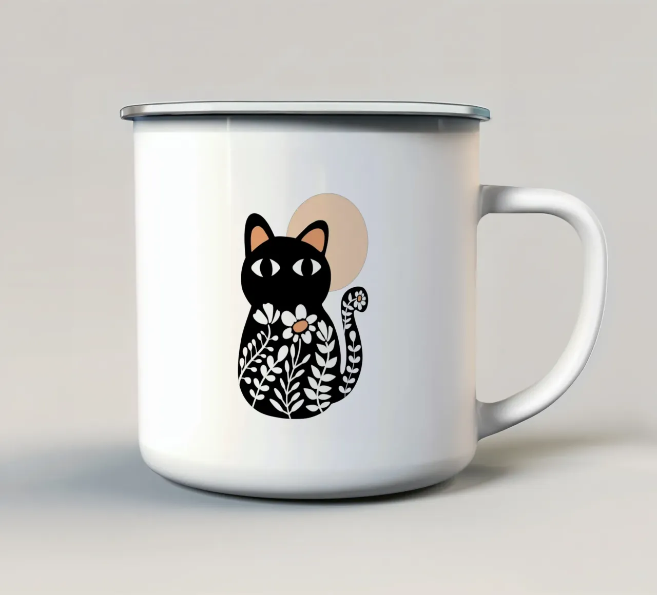 Gatto in fiore tazza in smalto da BAINAI