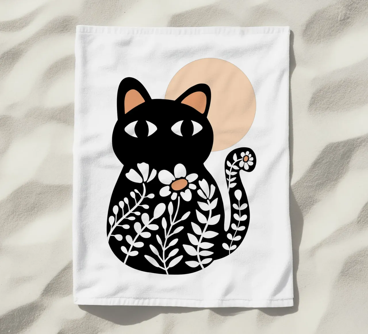 Gatto in fiore telo mare da BAINAI