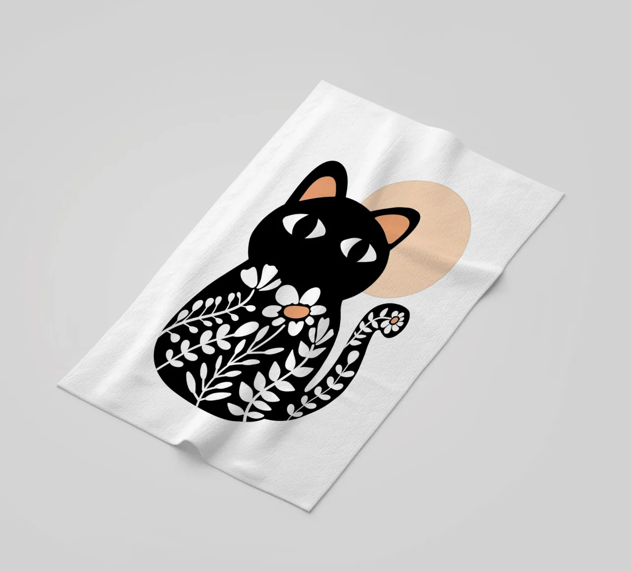 Gatto in fiore telo mare da BAINAI