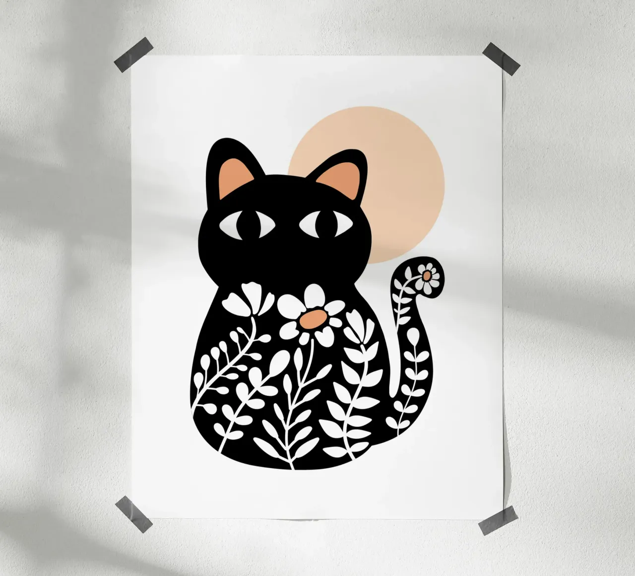 Gatto in fiore carta hahnemühle da BAINAI