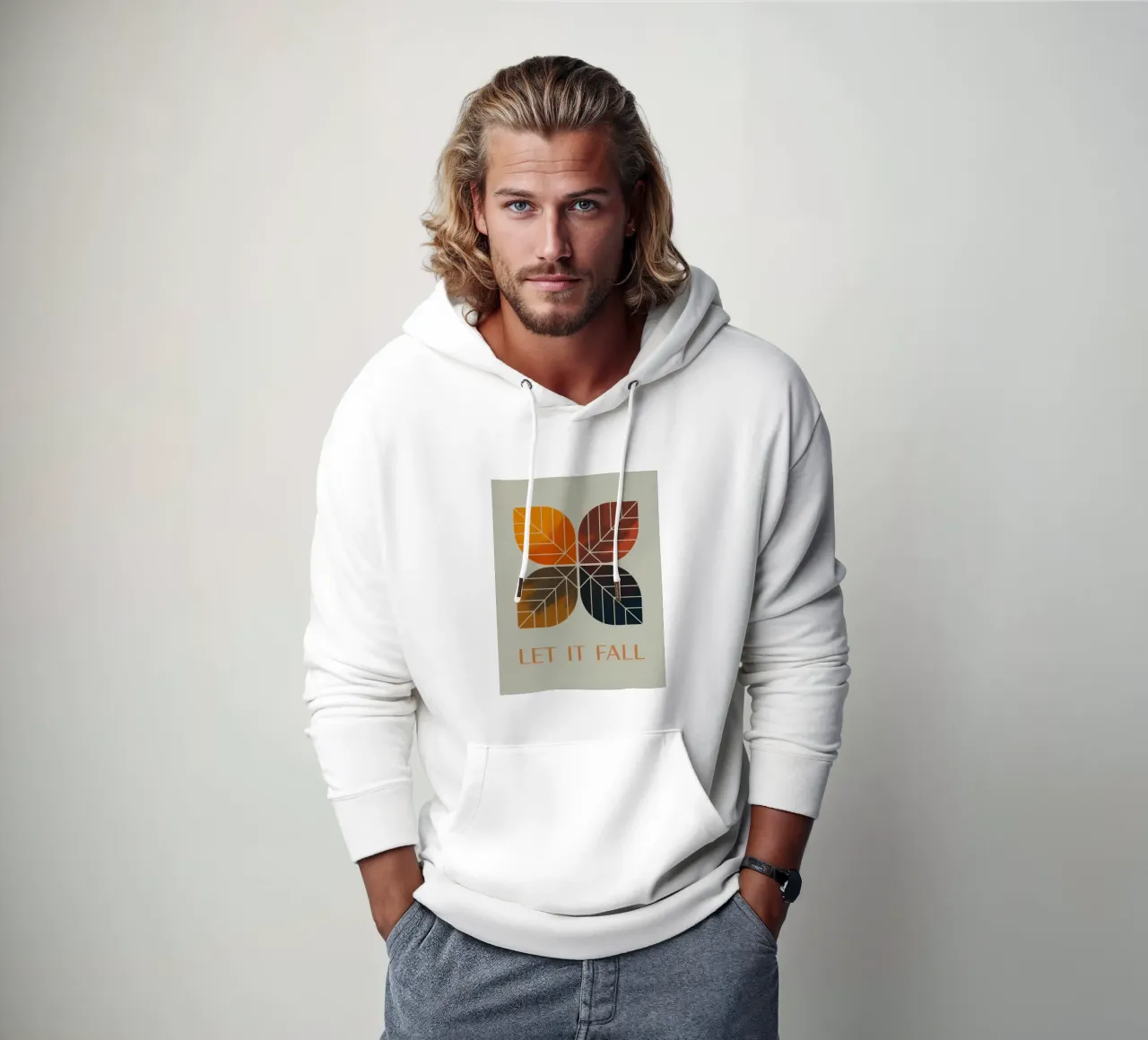 LET IT FALL – Moderner Herbst-Print felpa con cappuccio da 20 Farben