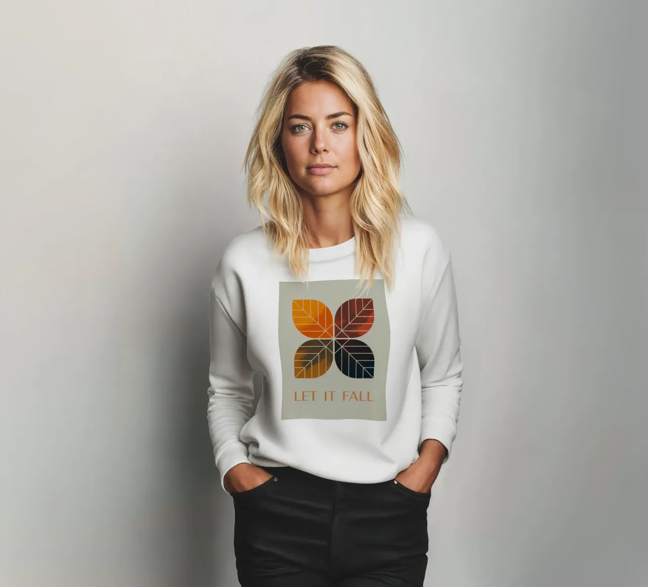 LET IT FALL – Moderner Herbst-Print felpa da 20 Farben