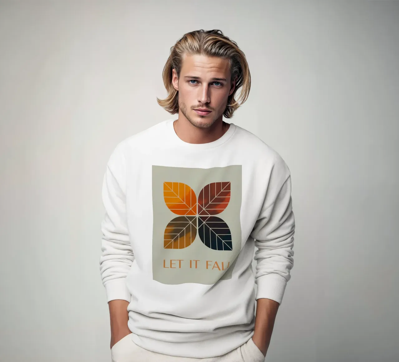 LET IT FALL – Moderner Herbst-Print felpa da 20 Farben