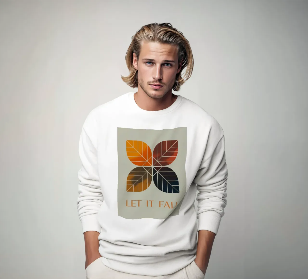 LET IT FALL – Moderner Herbst-Print felpa da 20 Farben