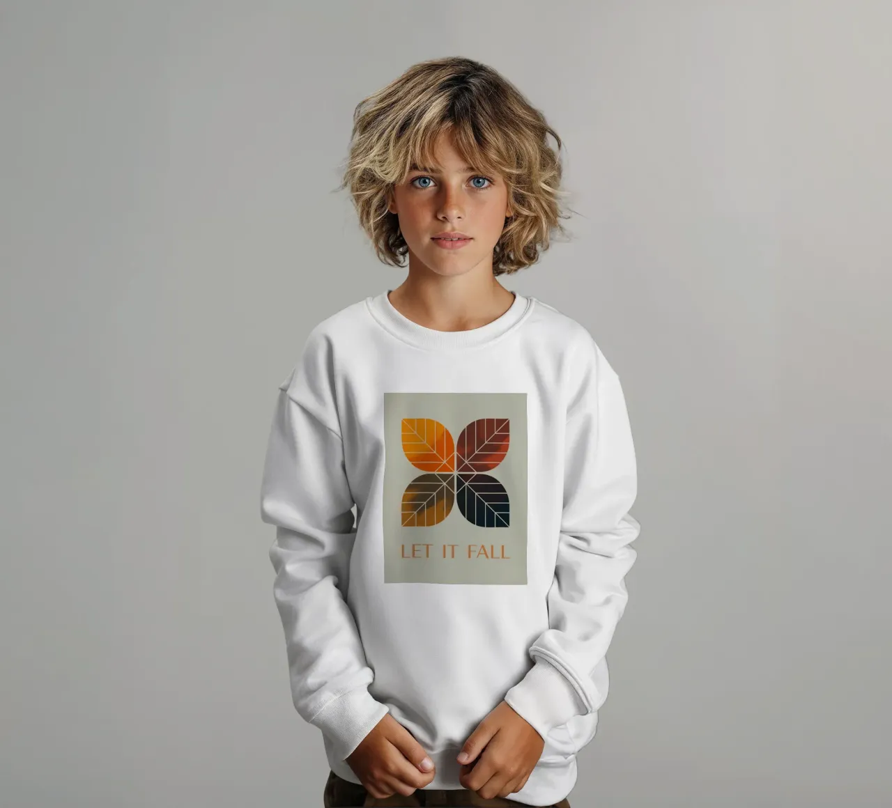 LET IT FALL – Moderner Herbst-Print felpa bambino da 20 Farben