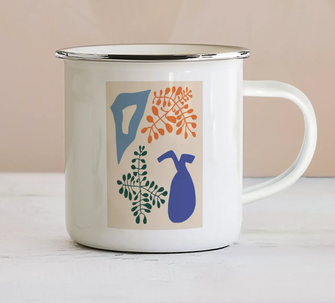 Vaso greco e felce tazza in smalto da Little Dean