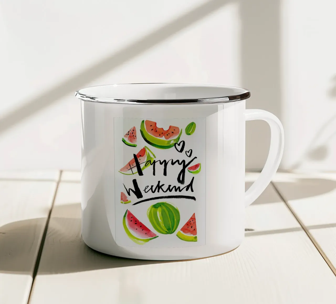 Happy Weekend tazza in smalto da Ekaterina Koroleva
