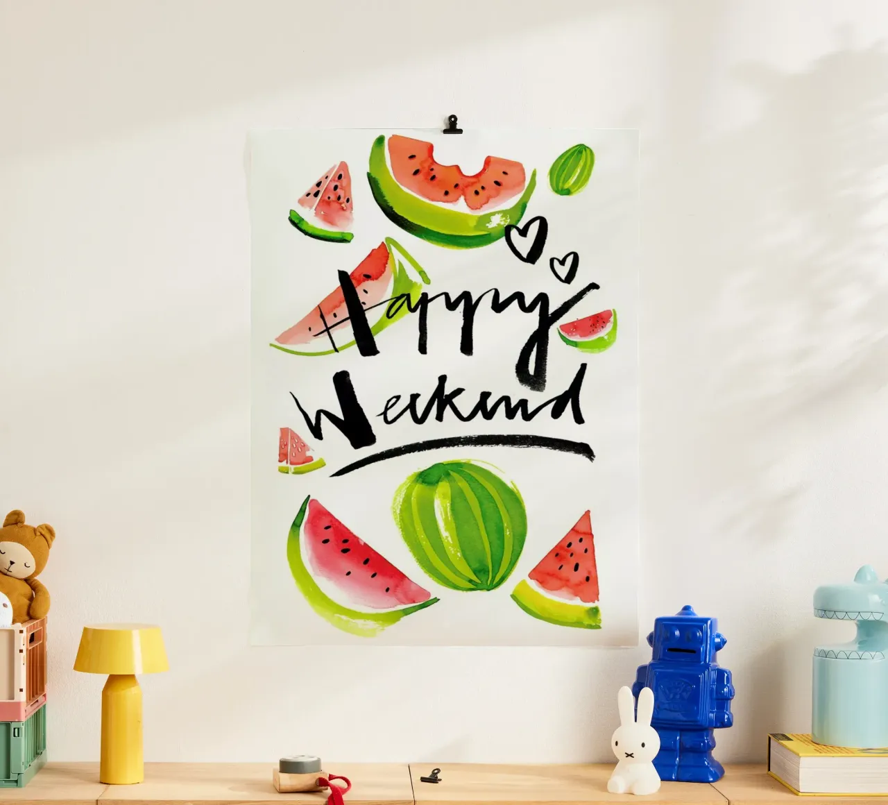Happy Weekend poster con telaio in legno da Ekaterina Koroleva