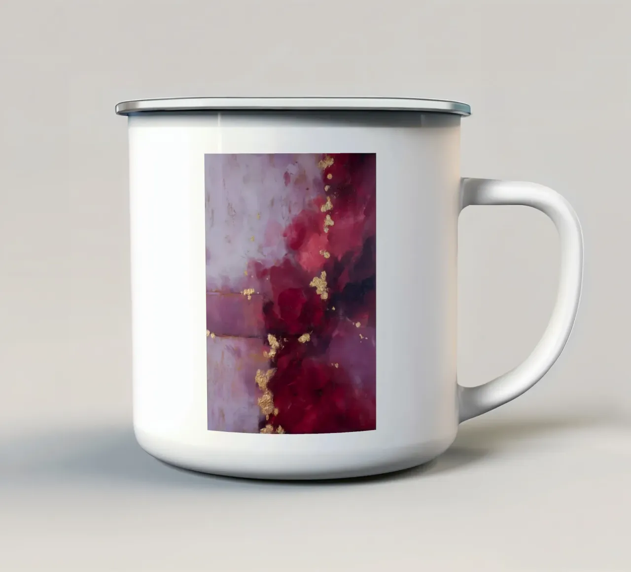 Esplosione di colore rosso vino tazza in smalto da Carinaprint