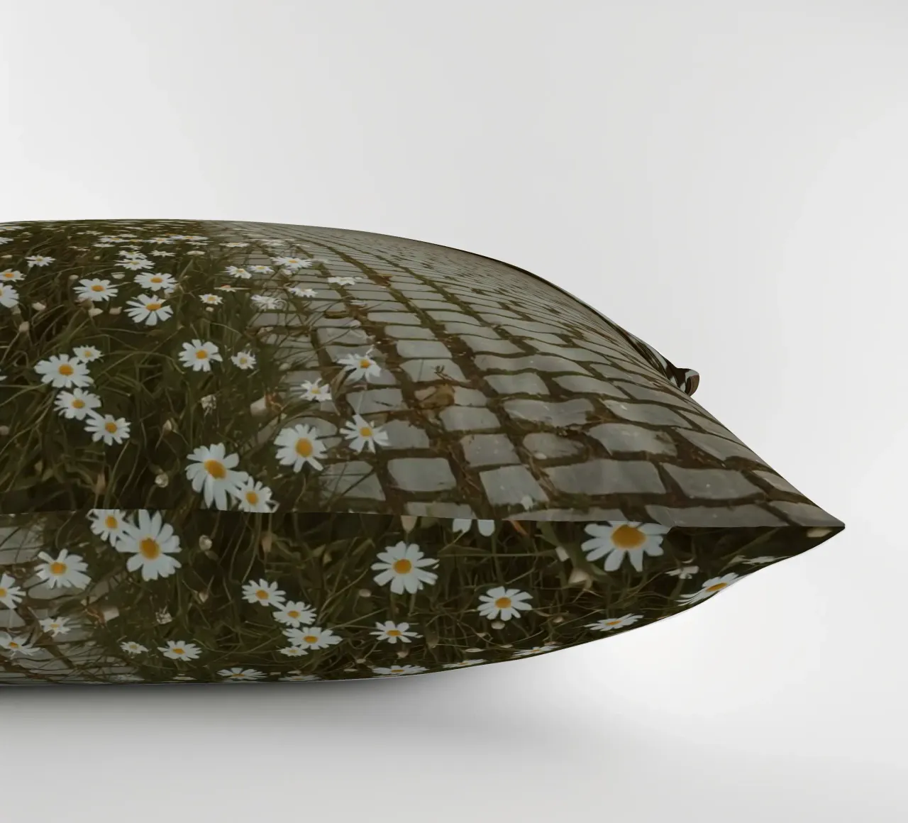 Cobblestone Path Lined with Autumn Trees and Houses decorative cushion by DesignDoodle