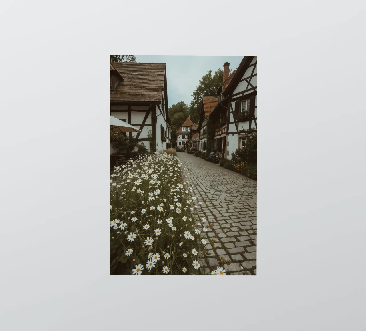 Cobblestone Path Lined with Autumn Trees and Houses sticker by DesignDoodle