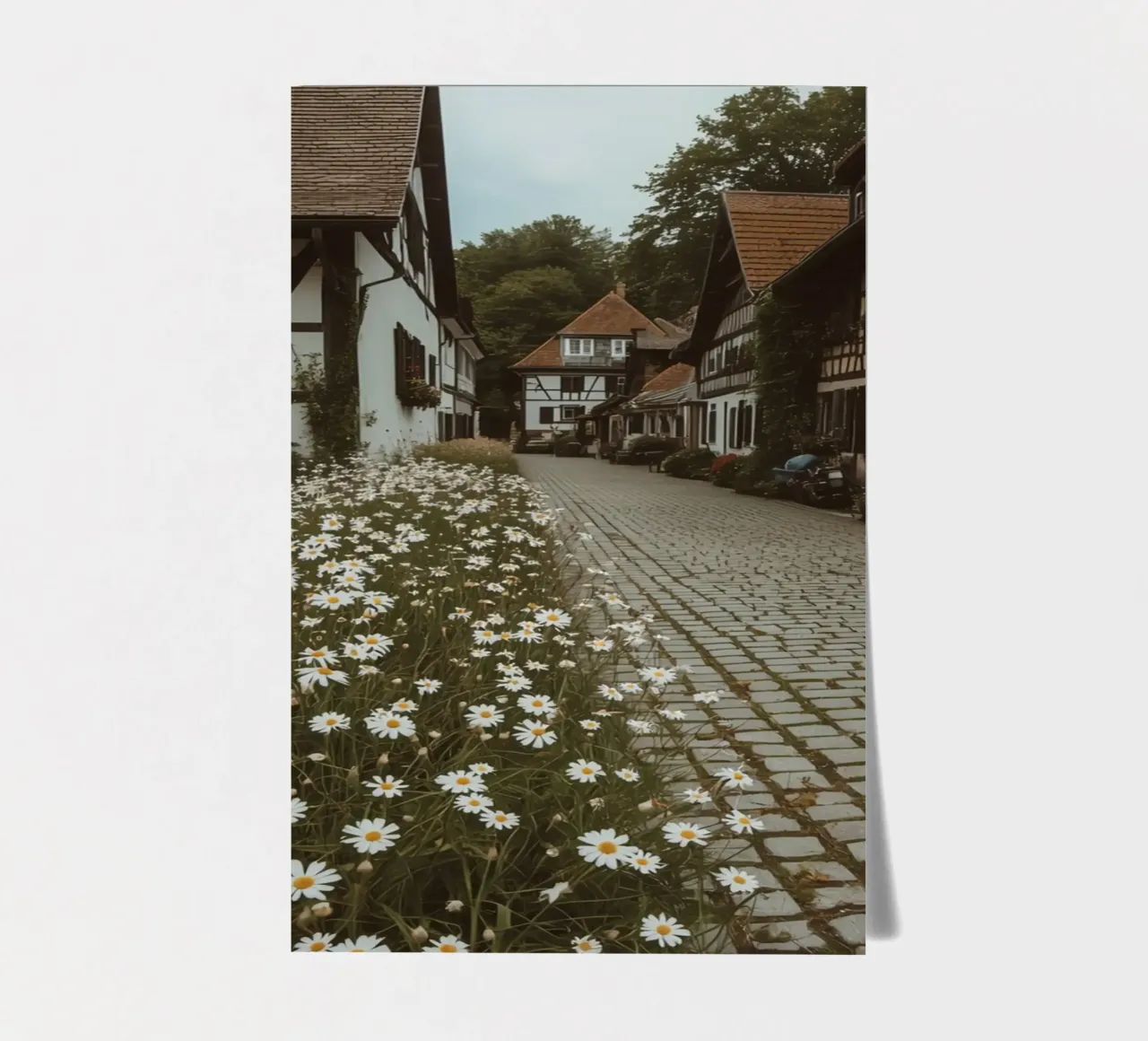 Cobblestone Path Lined with Autumn Trees and Houses sticker sheet by DesignDoodle