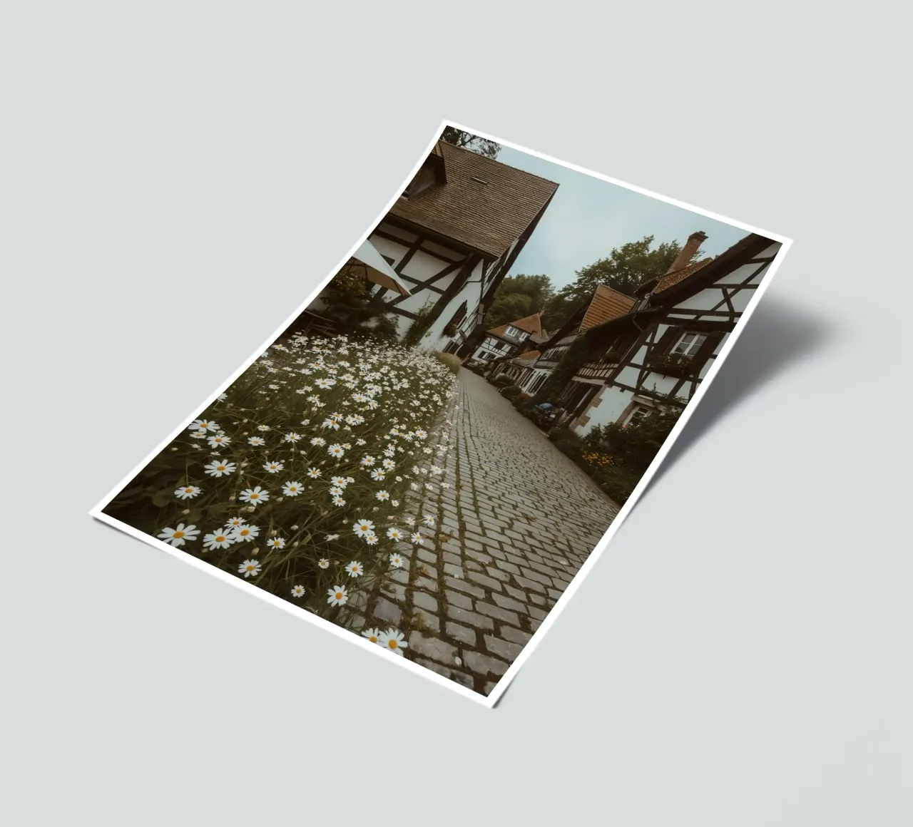 Cobblestone Path Lined with Autumn Trees and Houses sticker sheet by DesignDoodle