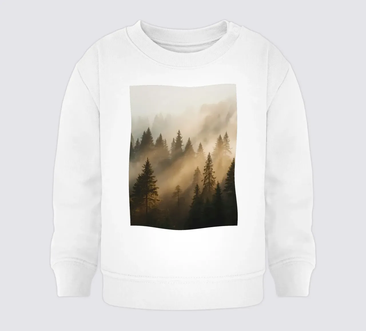 Foresta di conifere nella nebbia con raggi di sole felpa neonato da DesignDoodle