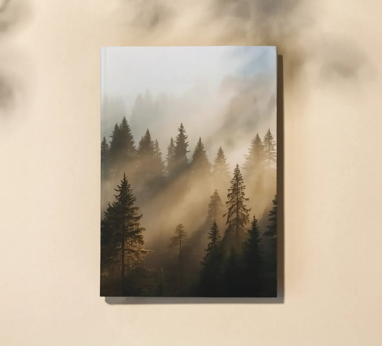 Coniferous Forest in Fog with Sunbeams notebook by DesignDoodle