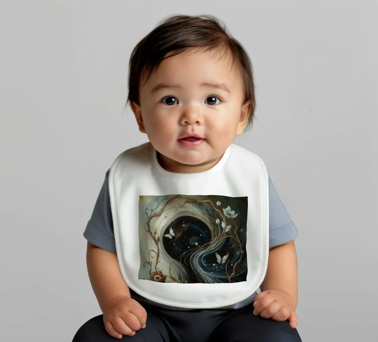 Vortice cosmico con Flora e Fauna bavaglino da DesignDoodle