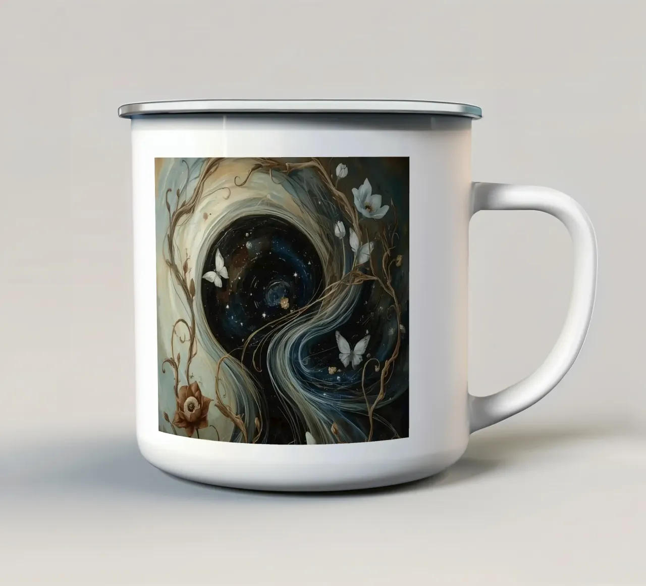 Vortice cosmico con Flora e Fauna tazza in smalto da DesignDoodle