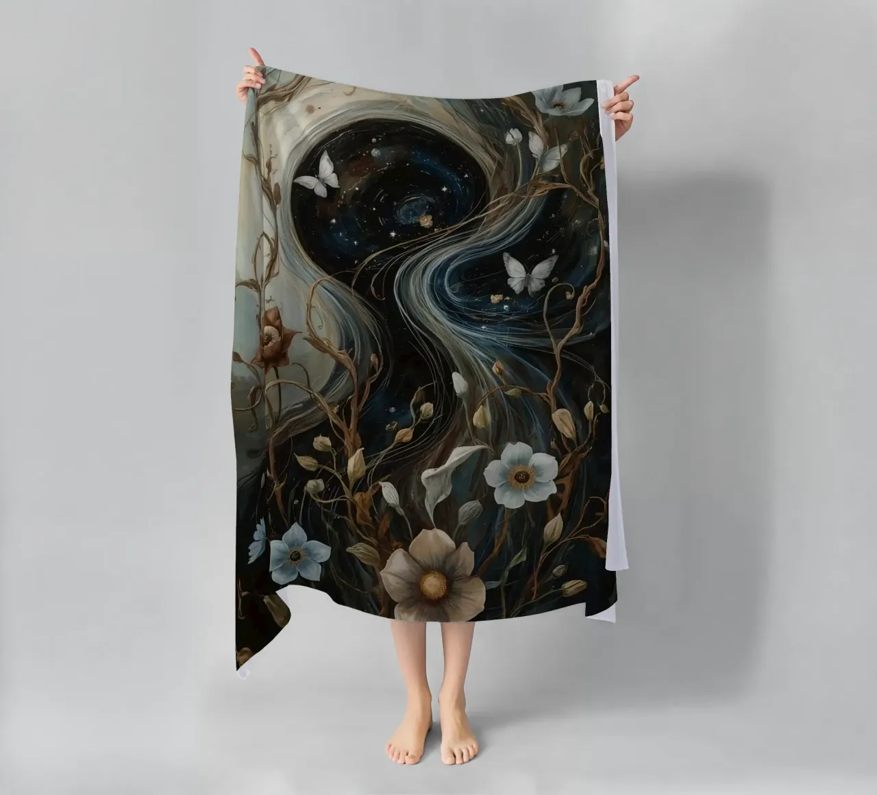 Vortice cosmico con Flora e Fauna telo mare da DesignDoodle