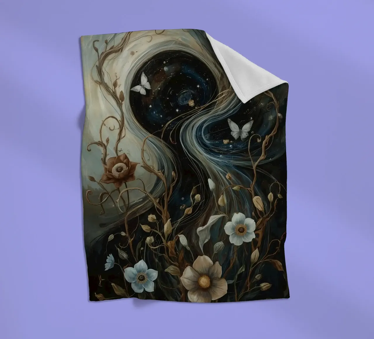 Vortice cosmico con Flora e Fauna coperta in pile da DesignDoodle